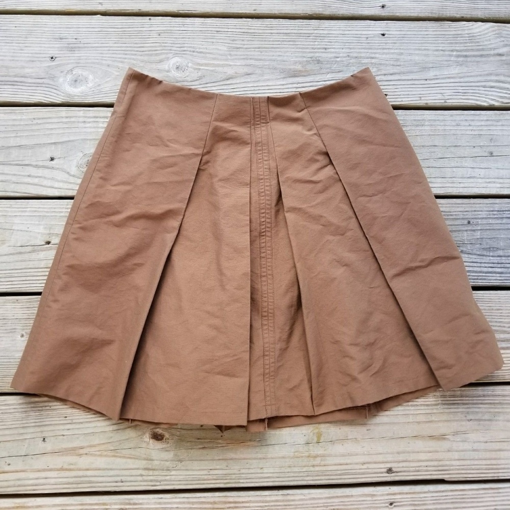 A Line pleated brown nylon blend CAREER CLASSIC